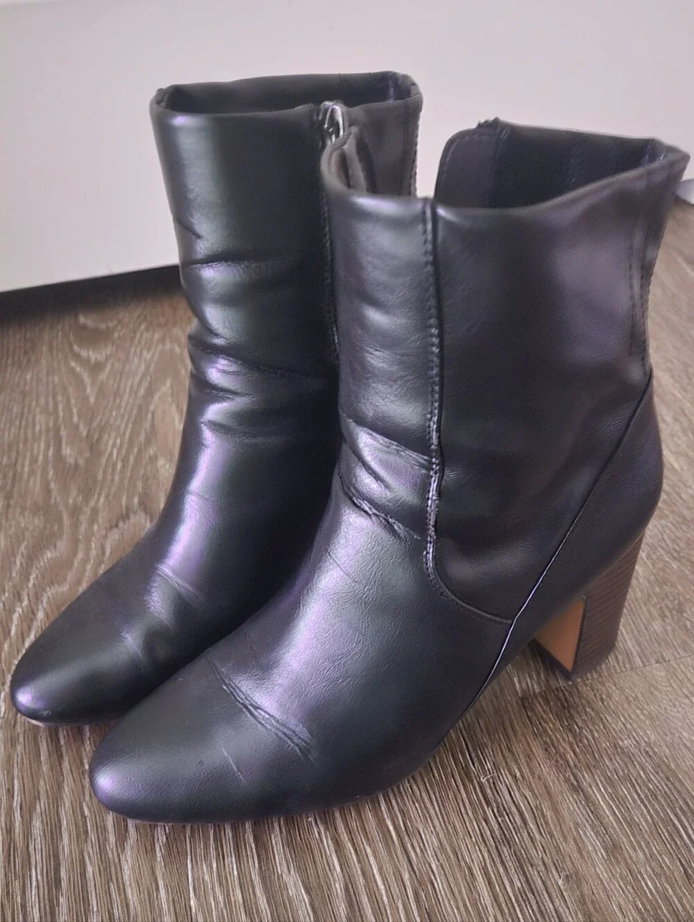 Franco Sarto Ponte Women's Black Zip Heel Boots Booties Size 9